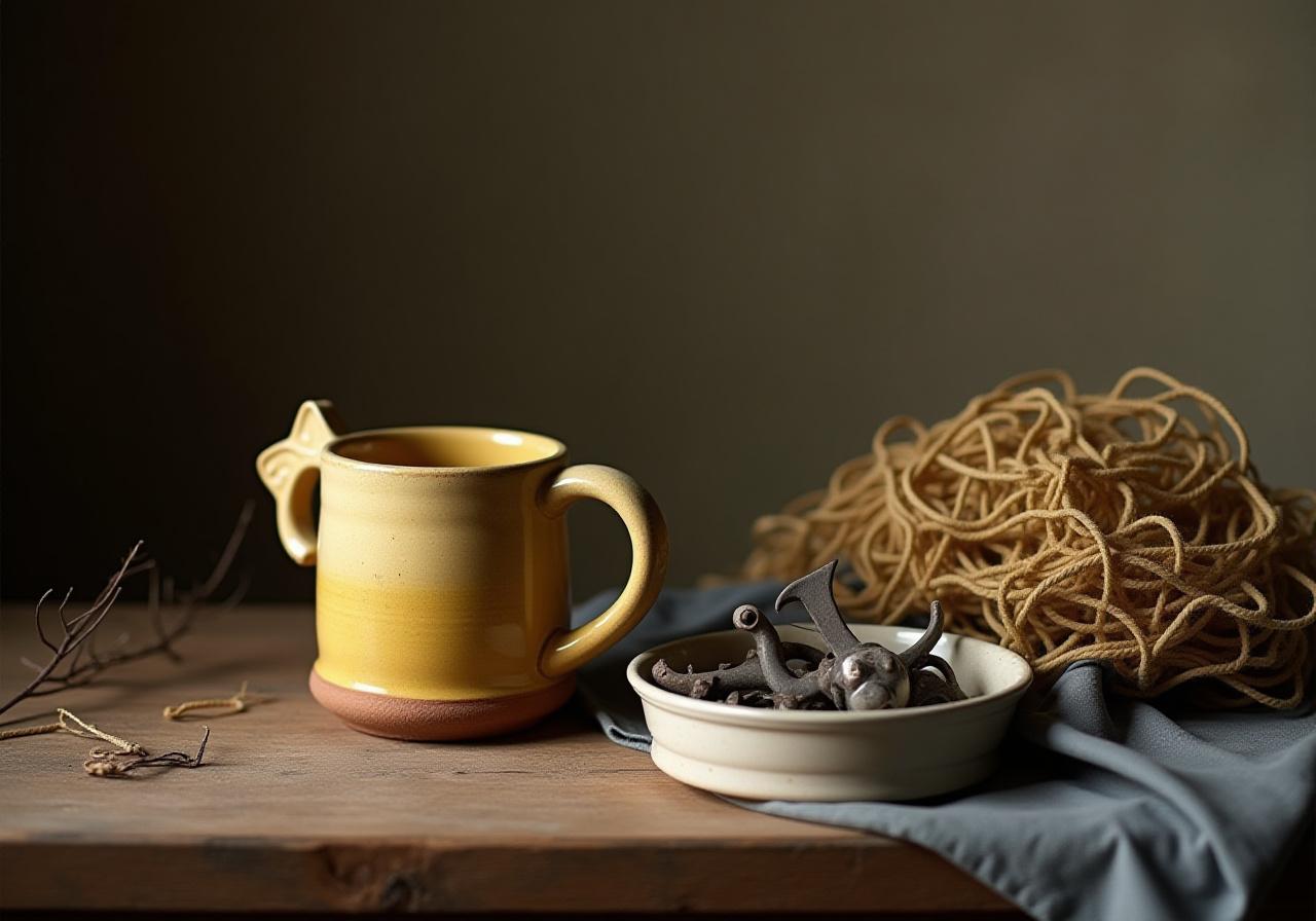 Nærbillede af keramisk fiskekunst